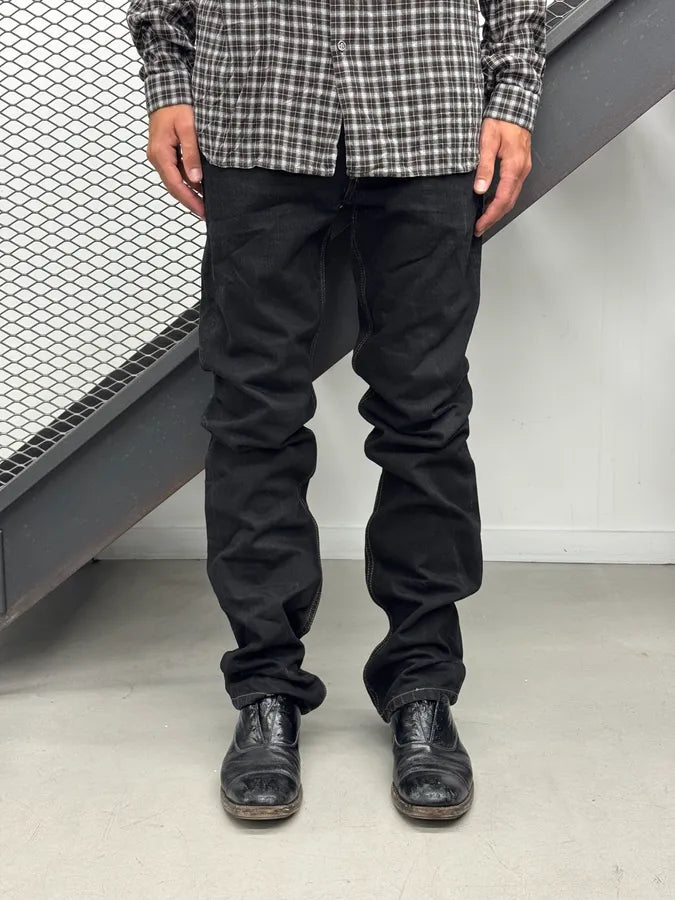 2000s Dolce & Gabbana Black Brut Contrast Stich Straight Denim Jeans SHytpUp 1