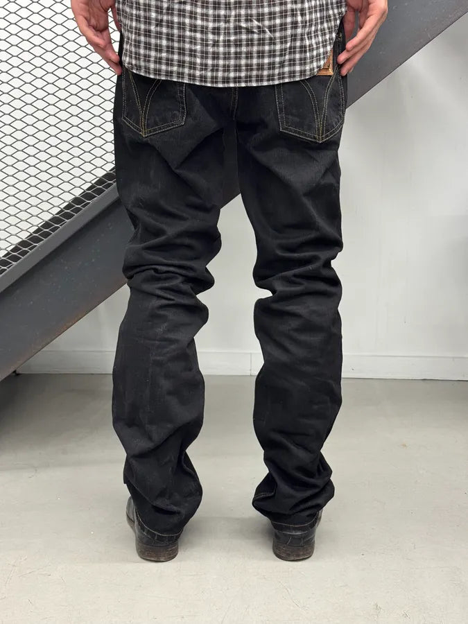 2000s Dolce & Gabbana Black Brut Contrast Stich Straight Denim Jeans SHytpUp 3