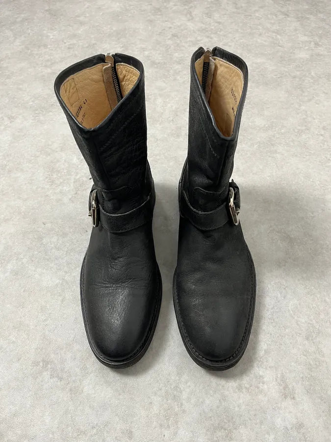 2000s Dolce & Gabbana Black Buckle Leather Boots OwdUJAJ 1
