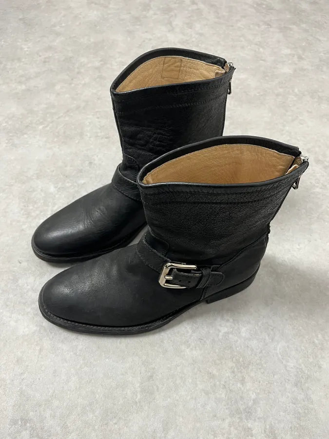2000s Dolce & Gabbana Black Buckle Leather Boots OwdUJAJ 3