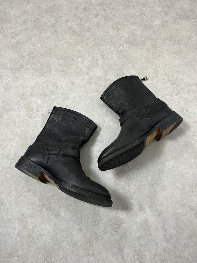 2000s Dolce & Gabbana Black Buckle Leather Boots OwdUJAJ 4