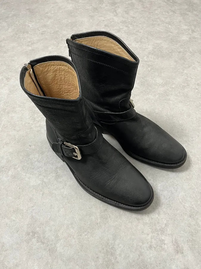 2000s Dolce & Gabbana Black Buckle Leather Boots OwdUJAJ 5