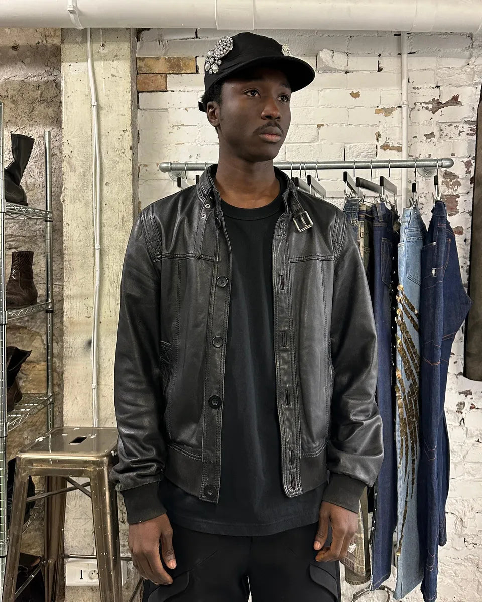 2000s Dolce & Gabbana Black Button Ups Leather Rebel Jacket QmcfGBp 1