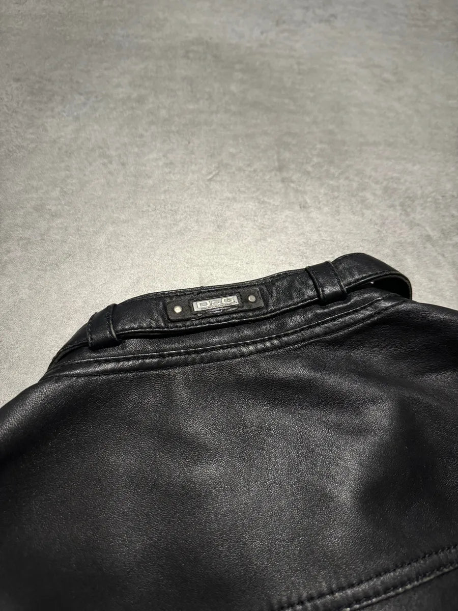 2000s Dolce & Gabbana Black Button Ups Leather Rebel Jacket QmcfGBp 5