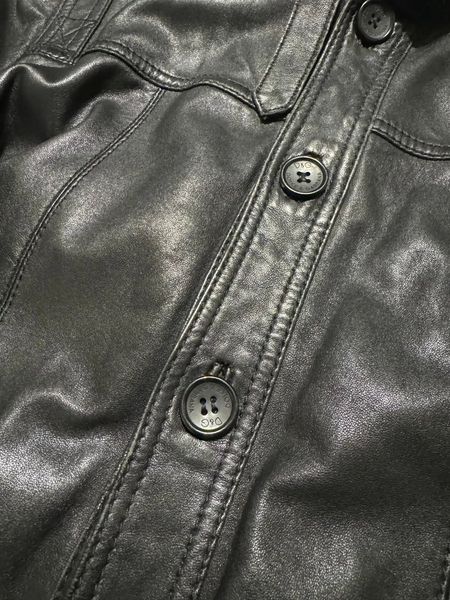 2000s Dolce & Gabbana Black Button Ups Leather Rebel Jacket QmcfGBp 6