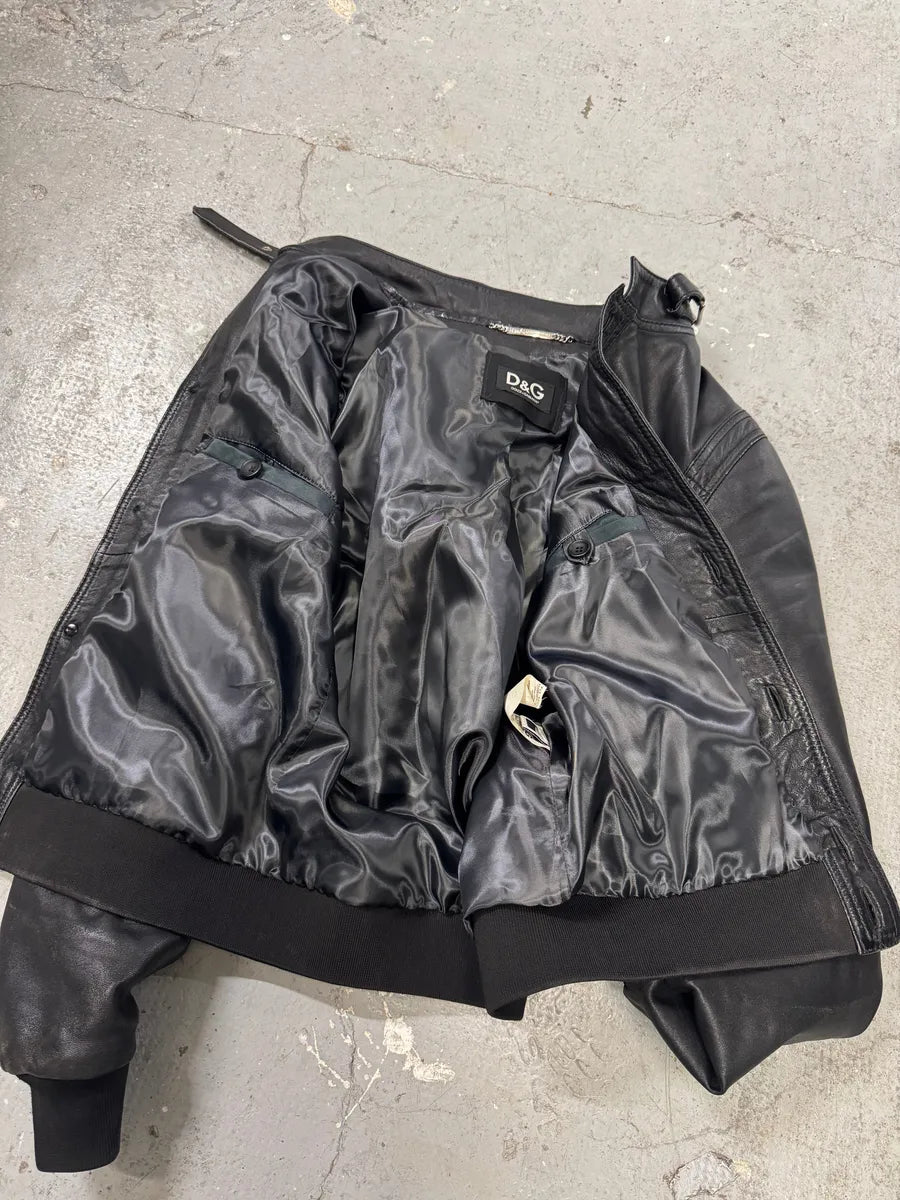 2000s Dolce & Gabbana Black Button Ups Leather Rebel Jacket QmcfGBp 9