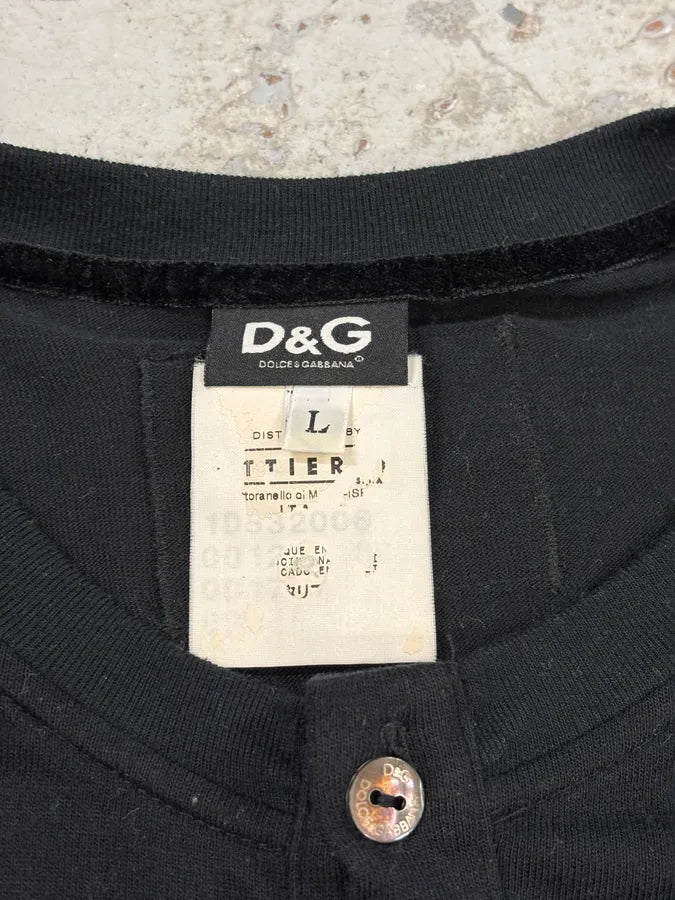 2000s Dolce & Gabbana Black Buttoned Henley Longsleeves orGgmfH 7