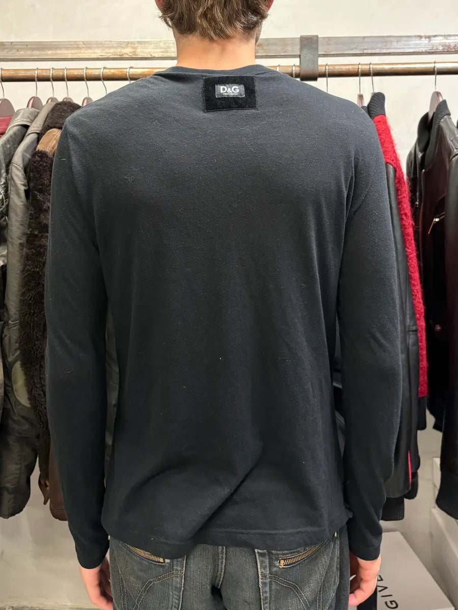 2000s Dolce & Gabbana Black Buttoned Henley Longsleeves orGgmfH 2