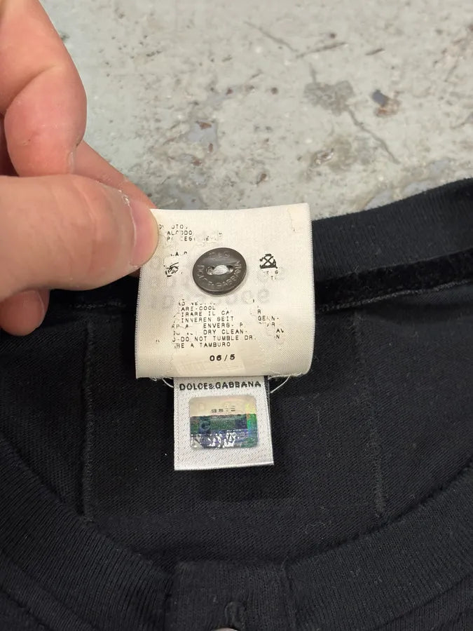 2000s Dolce & Gabbana Black Buttoned Henley Longsleeves orGgmfH 9