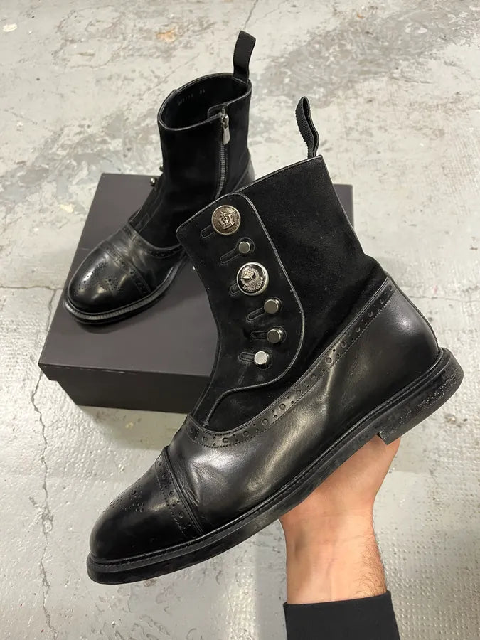 2000s Dolce & Gabbana Black Buttoned Leather Boots vFIalrU 0