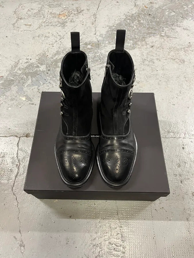 2000s Dolce & Gabbana Black Buttoned Leather Boots vFIalrU 5