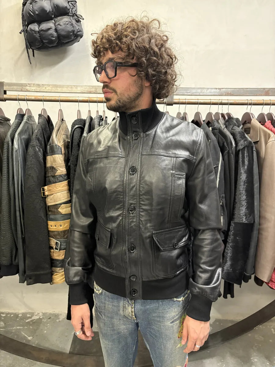 2000s Dolce & Gabbana Black Buttoned Leather Jacket pXHHCYj 1