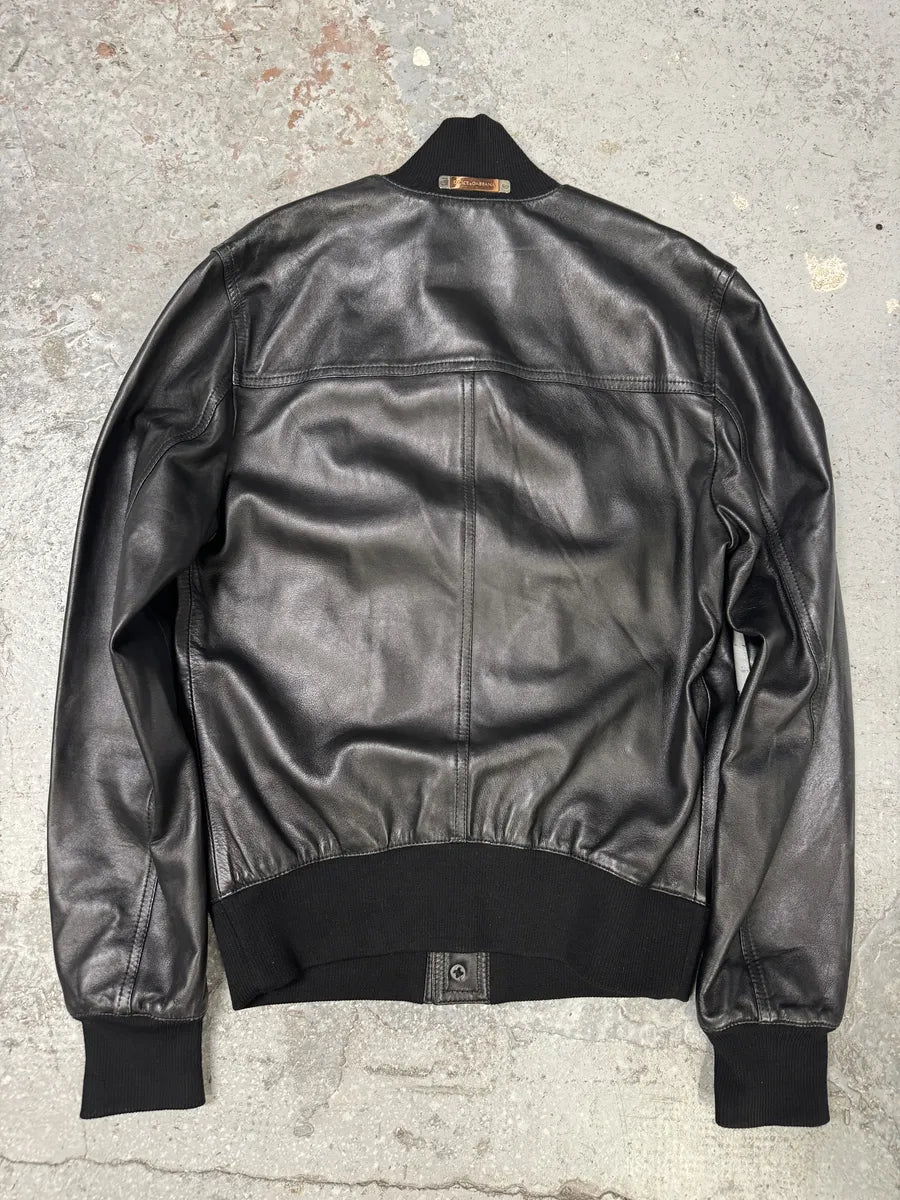 2000s Dolce & Gabbana Black Buttoned Leather Jacket pXHHCYj 3