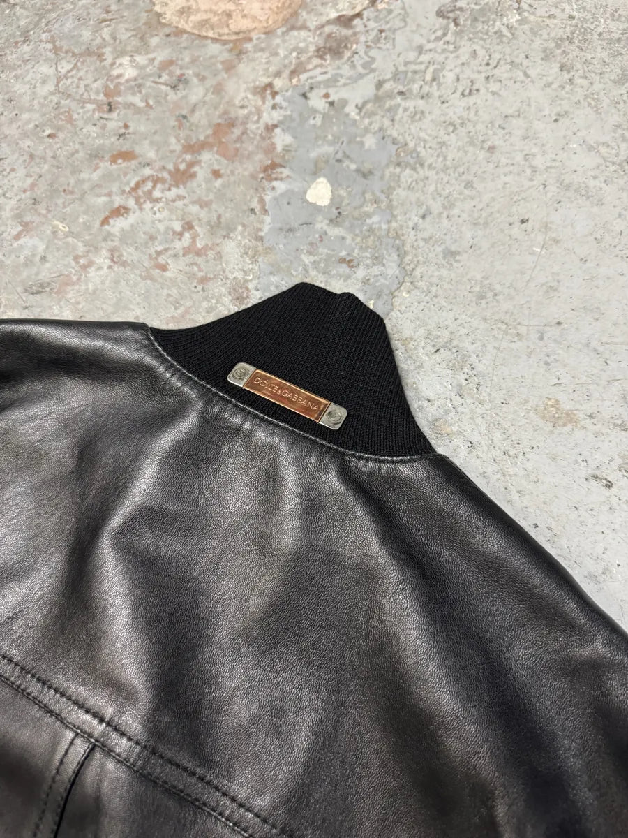 2000s Dolce & Gabbana Black Buttoned Leather Jacket pXHHCYj 5