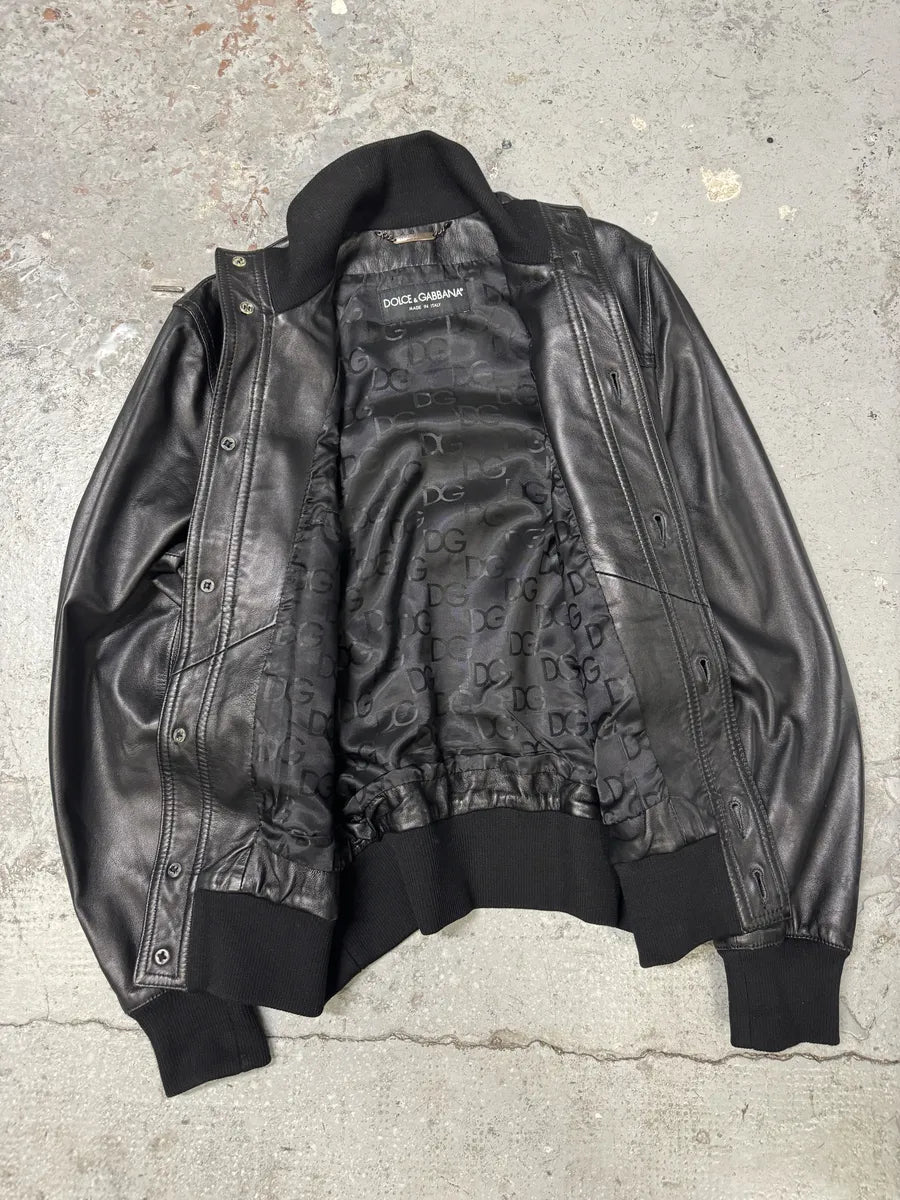 2000s Dolce & Gabbana Black Buttoned Leather Jacket pXHHCYj 7