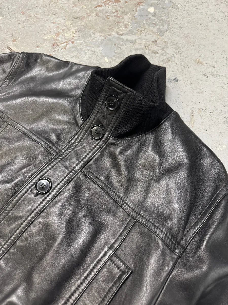 2000s Dolce & Gabbana Black Buttoned Leather Jacket pXHHCYj 9