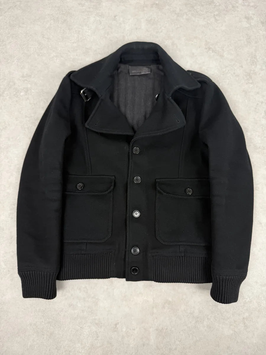 2000s Dolce & Gabbana Black Caban Wool Jacket QqEfAMW 0