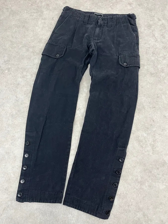 2000s Dolce & Gabbana Black Cargo Buttoned Pants xbYnLpo 4