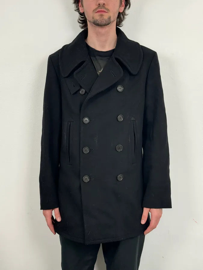 AW1996 Dolce & Gabbana Black Classy Wool Buttoned Officer Peacoat Jacket  ViynmRx 0