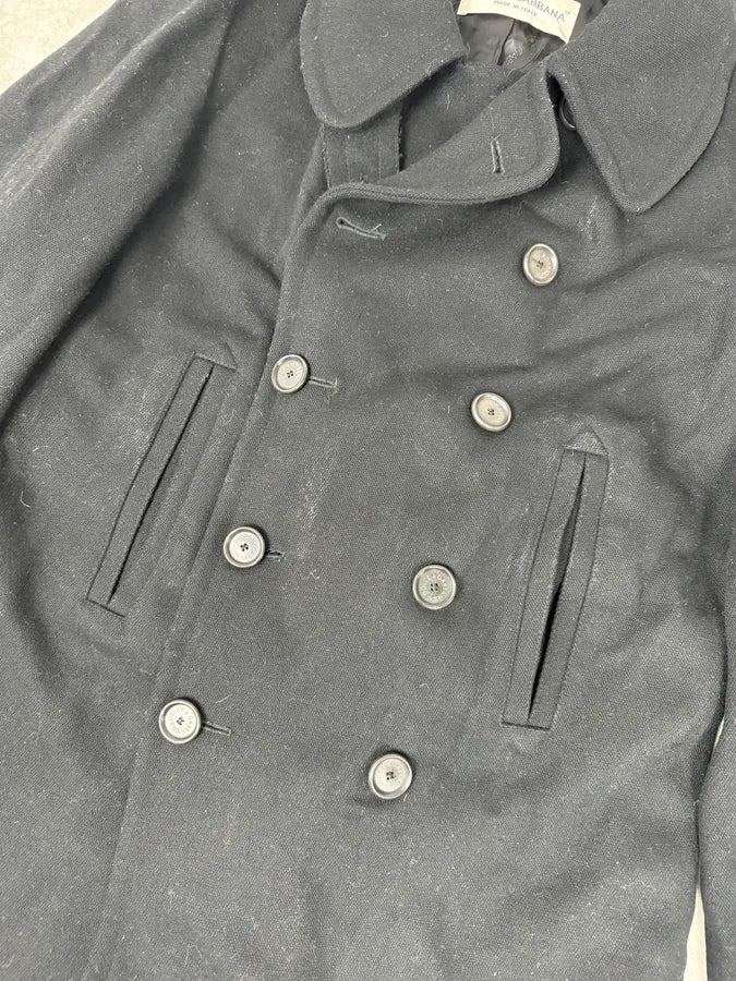 AW1996 Dolce & Gabbana Black Classy Wool Buttoned Officer Peacoat Jacket  ViynmRx 9