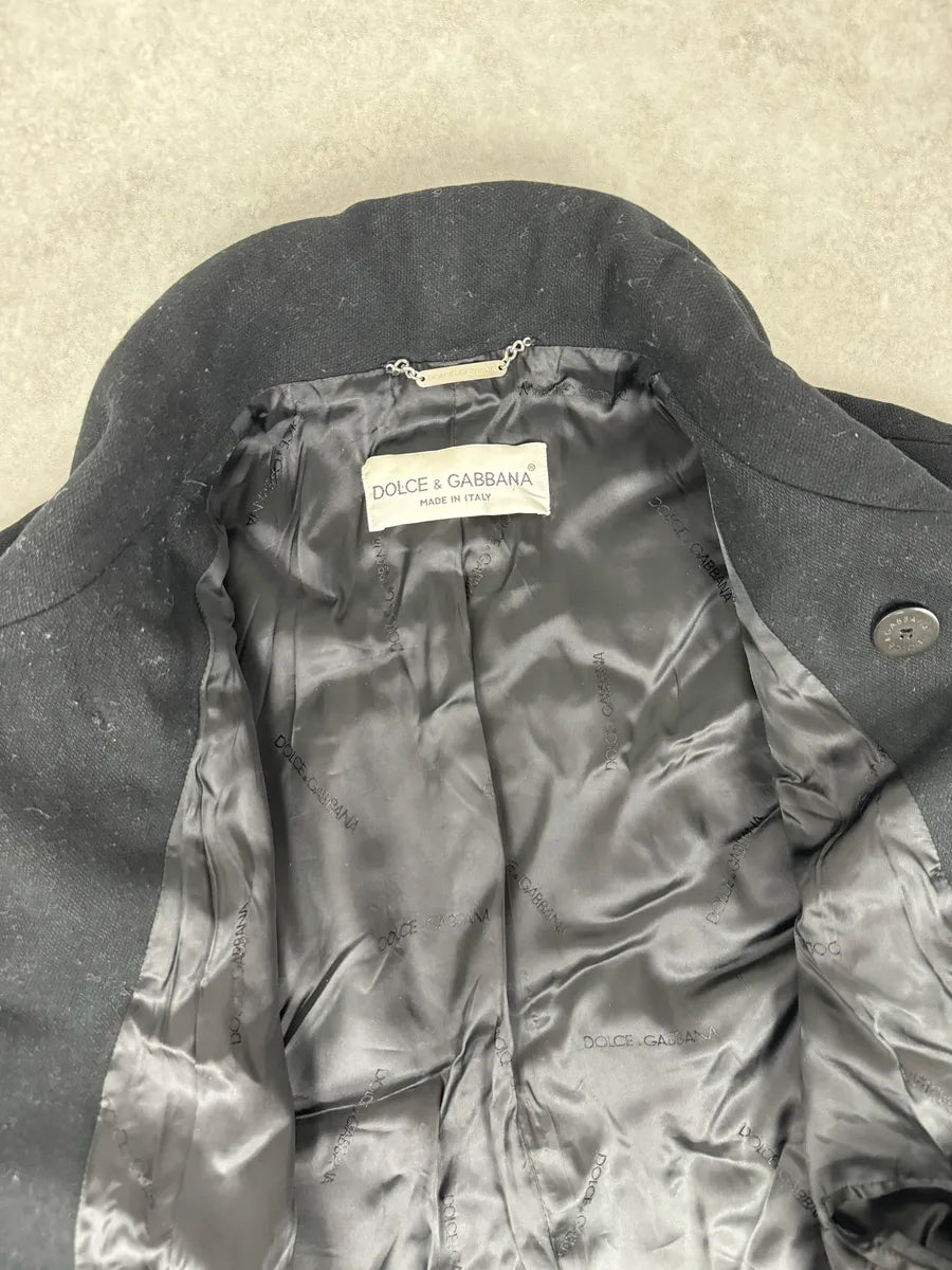 AW1996 Dolce & Gabbana Black Classy Wool Buttoned Officer Peacoat Jacket  ViynmRx 10