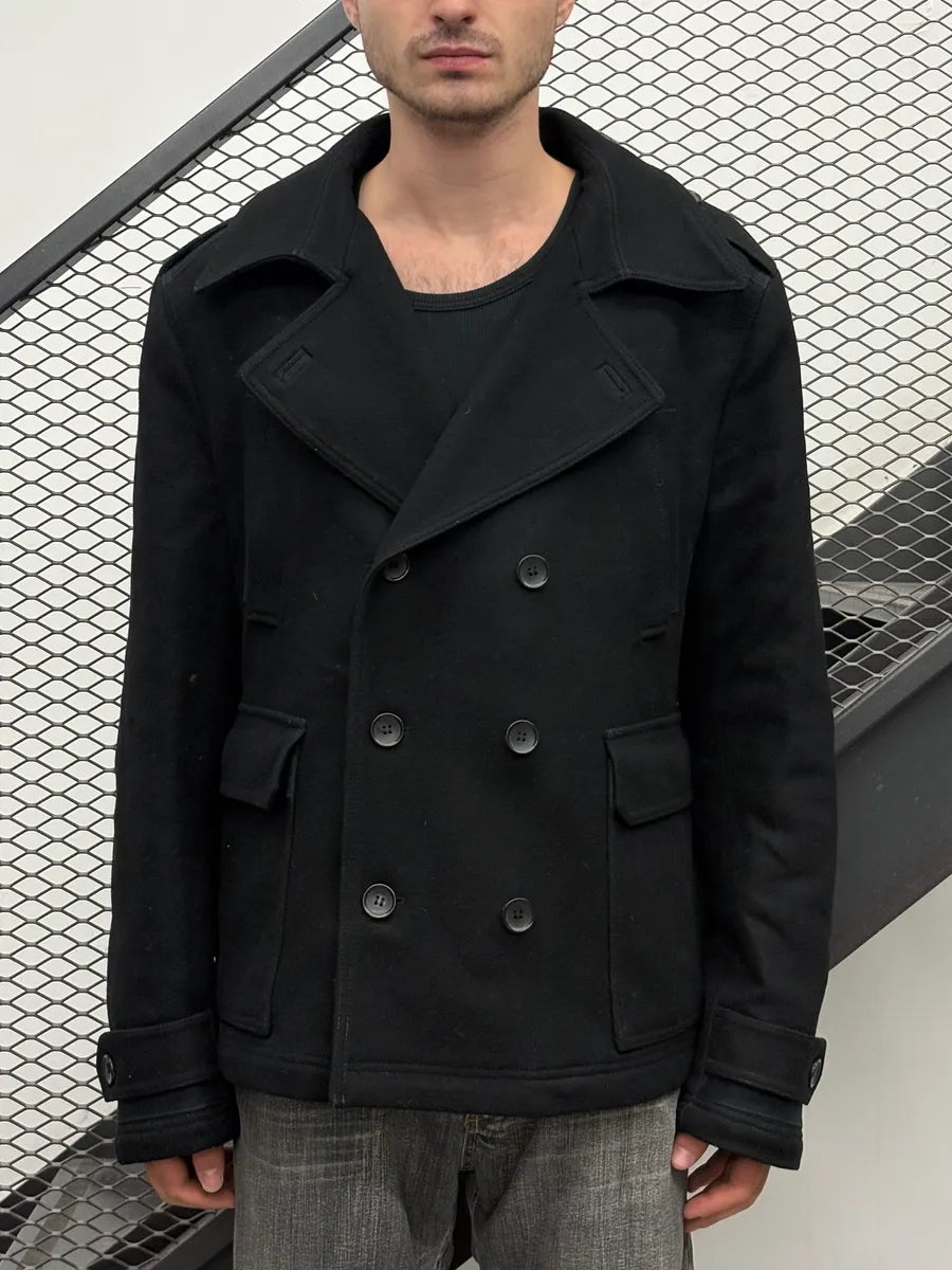 2000s Dolce & Gabbana Black Classy Wool Caban Jacket XHhsVLG 0