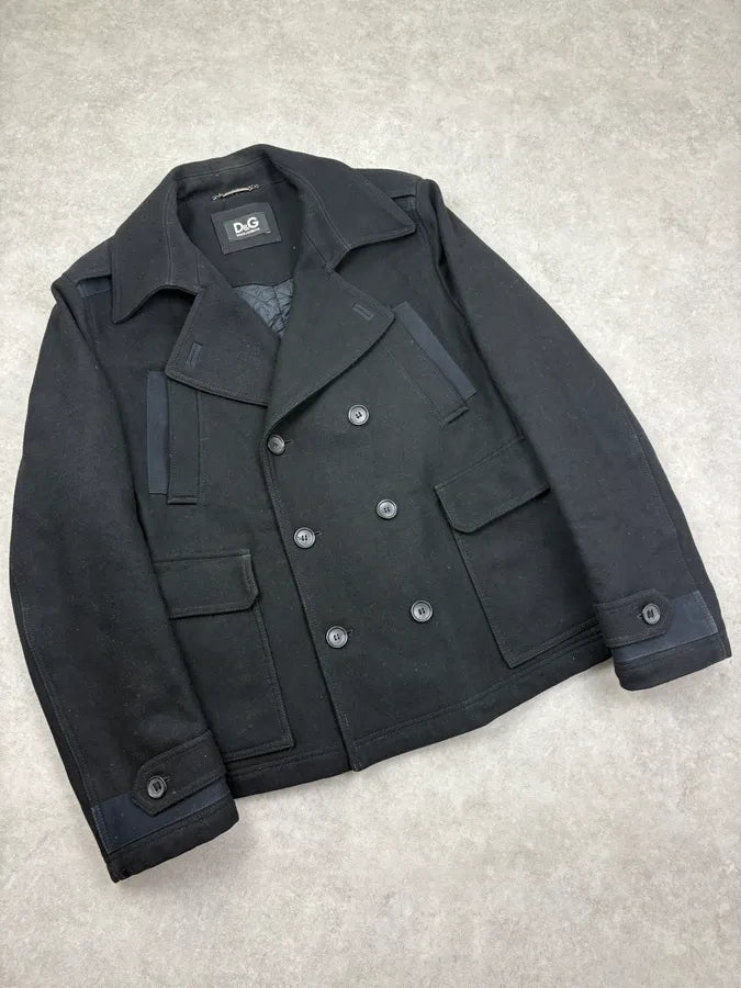 2000s Dolce & Gabbana Black Classy Wool Caban Jacket XHhsVLG 3