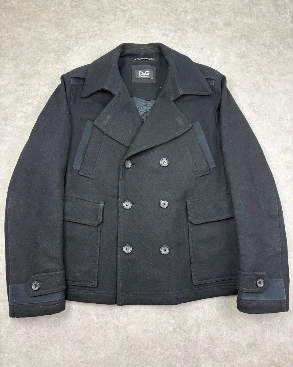 2000s Dolce & Gabbana Black Classy Wool Caban Jacket XHhsVLG 2