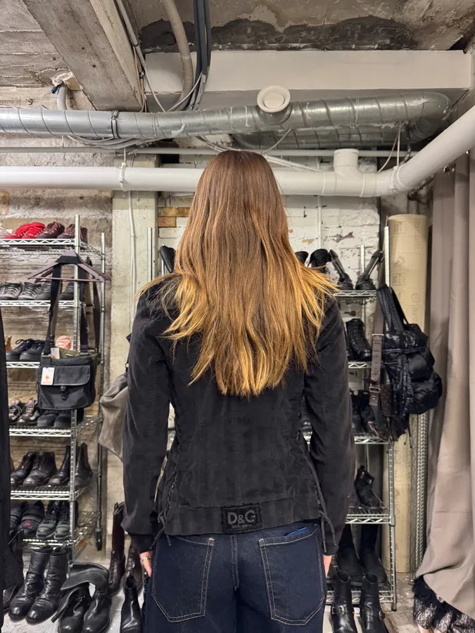 2000s Dolce & Gabbana Black Corduroy & Fur Buttoned Pure Jacket (XS/S) 2