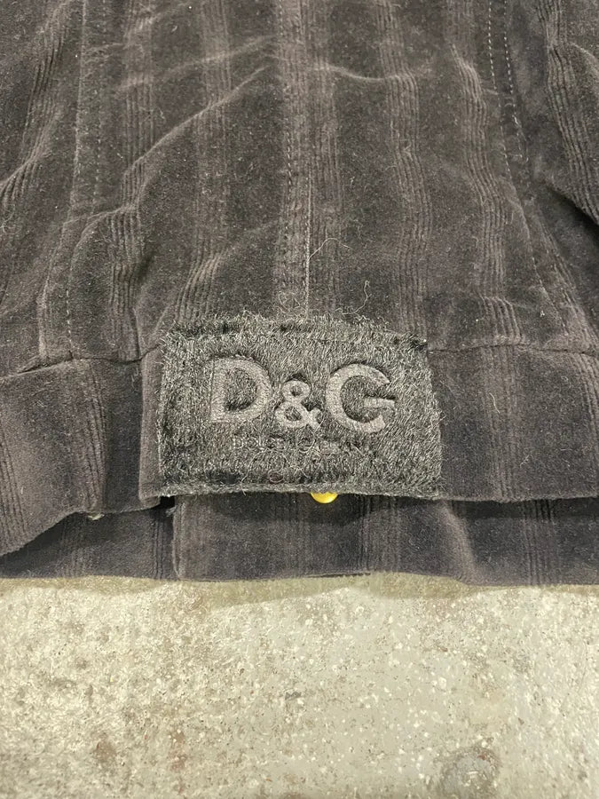 2000s Dolce & Gabbana Black Corduroy & Fur Buttoned Pure Jacket (XS/S) 8