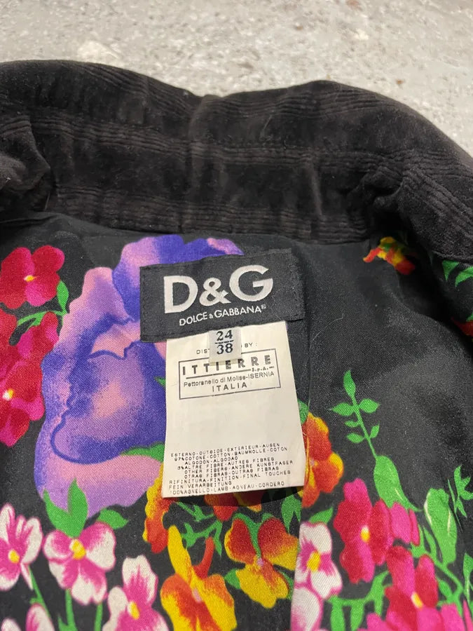 2000s Dolce & Gabbana Black Corduroy & Fur Buttoned Pure Jacket (XS/S) 9