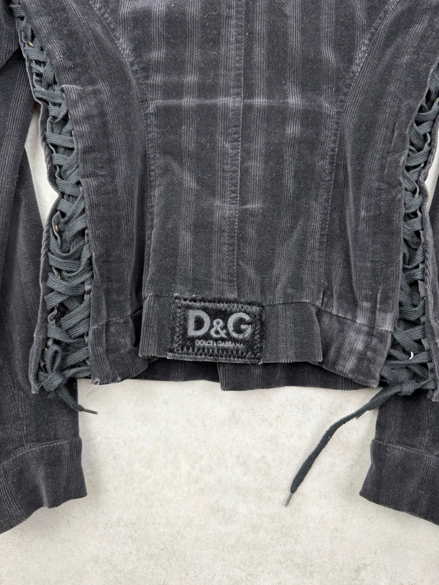 2000s Dolce & Gabbana Black Corduroy Fur Jacket JTWpsjG 4
