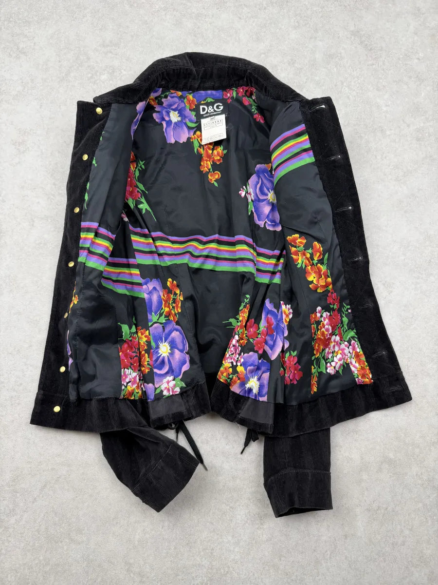 2000s Dolce & Gabbana Black Corduroy Fur Jacket JTWpsjG 6