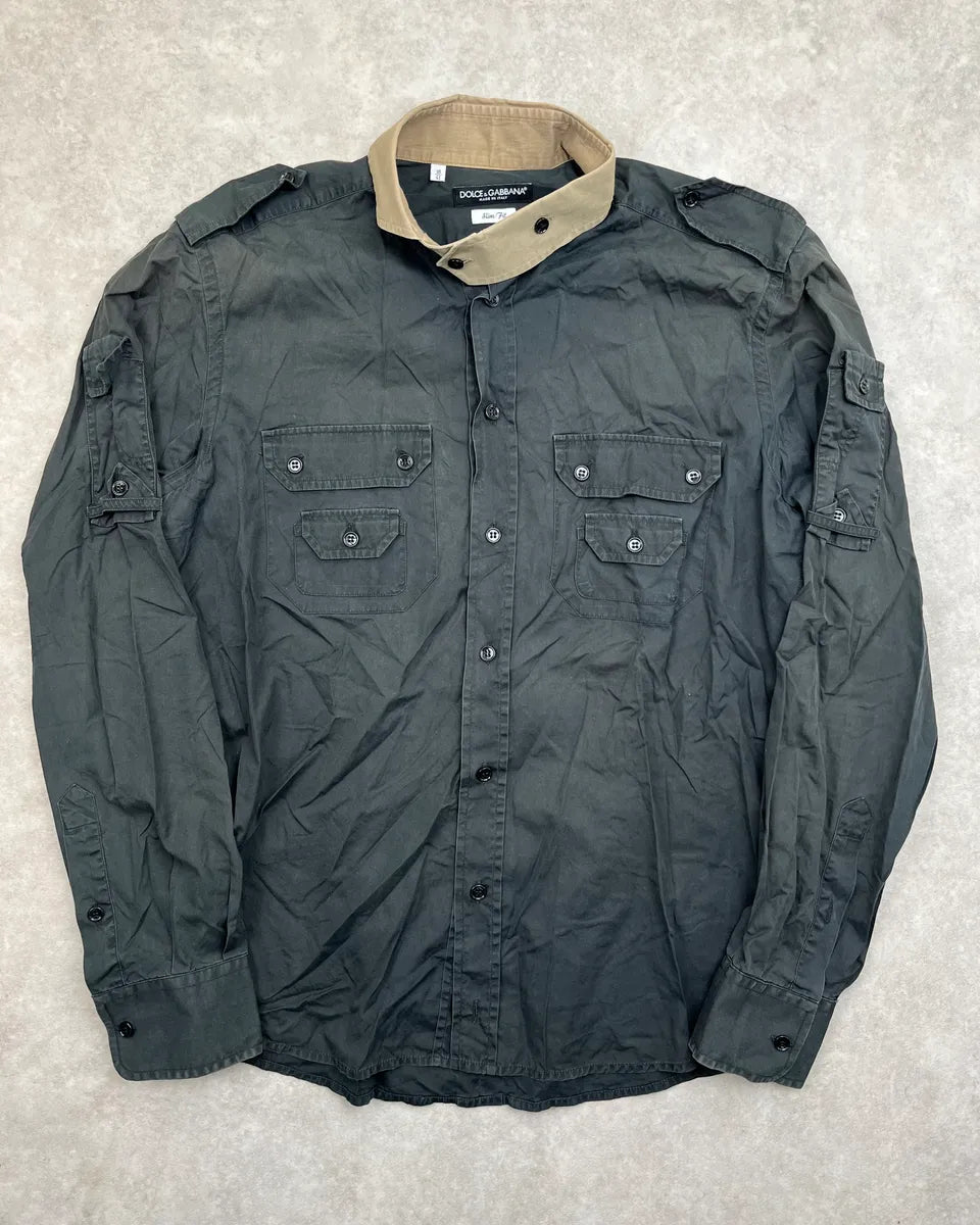 SS2008 Dolce & Gabbana Black Cargo Multi-Pocket Utility Shirt epYVNqD 0