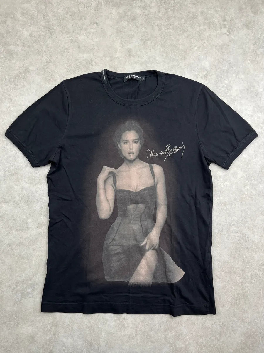 2000s Dolce & Gabbana Black Cotton Monica Bellucci Portrait T-Shirt yCuTzLj 0