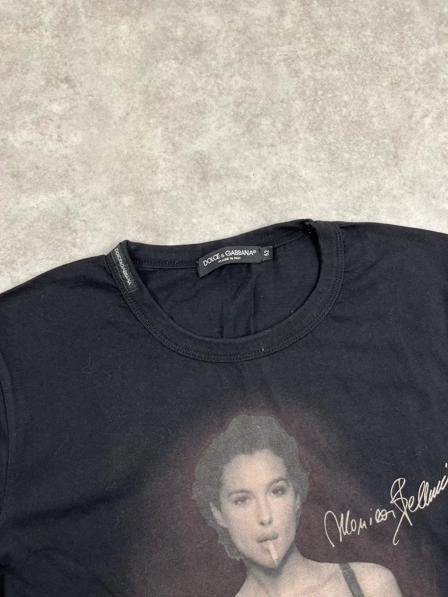 2000s Dolce & Gabbana Black Cotton Monica Bellucci Portrait T-Shirt yCuTzLj 4