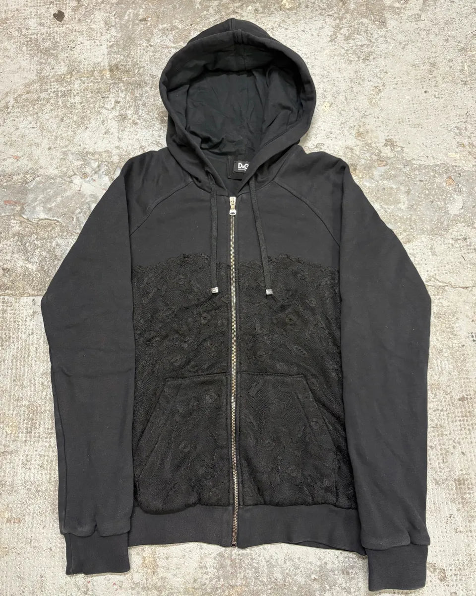 2000s Dolce & Gabbana Black Cozy Zip-up Sweatshirt wxhRqAV 0
