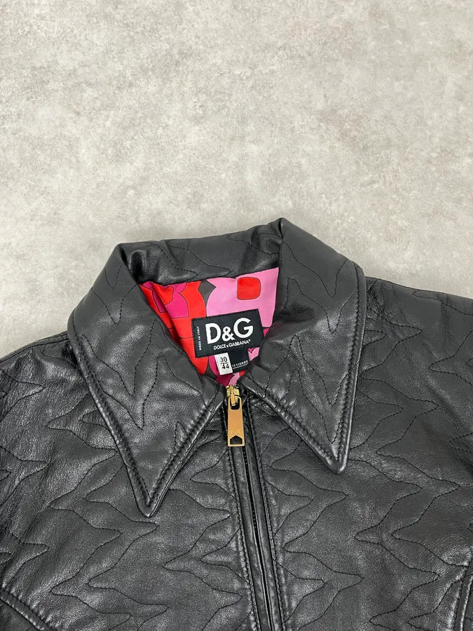 2000s Dolce & Gabbana Black Cropped Premium Biker Leather Jacket VmBVRXI 3