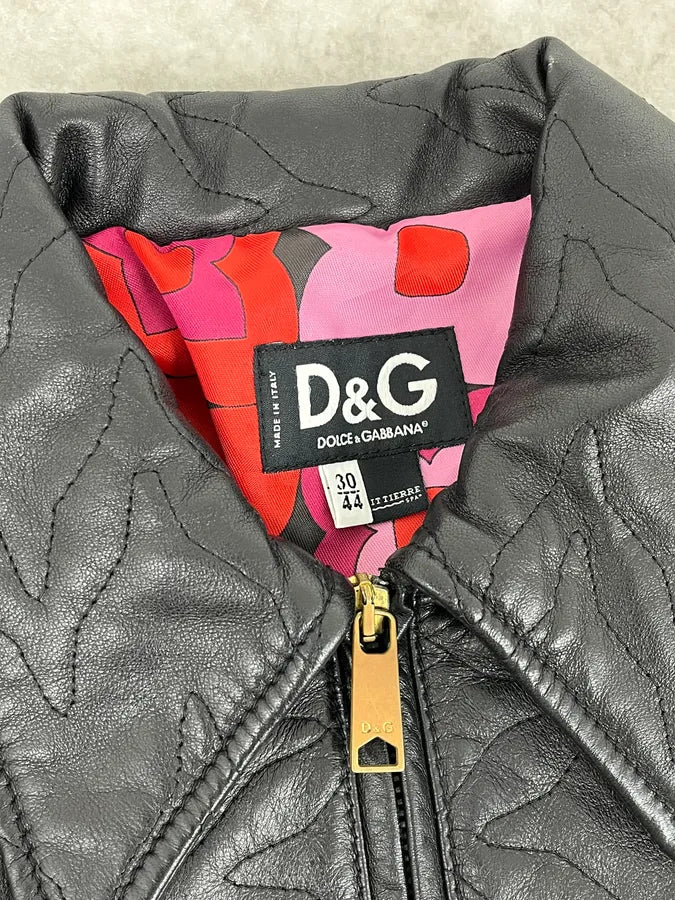2000s Dolce & Gabbana Black Cropped Premium Biker Leather Jacket VmBVRXI 8