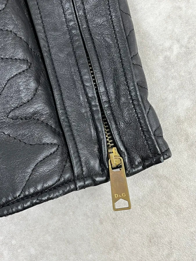 2000s Dolce & Gabbana Black Cropped Premium Biker Leather Jacket VmBVRXI 7