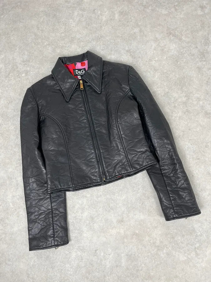 2000s Dolce & Gabbana Black Cropped Premium Biker Leather Jacket VmBVRXI 4