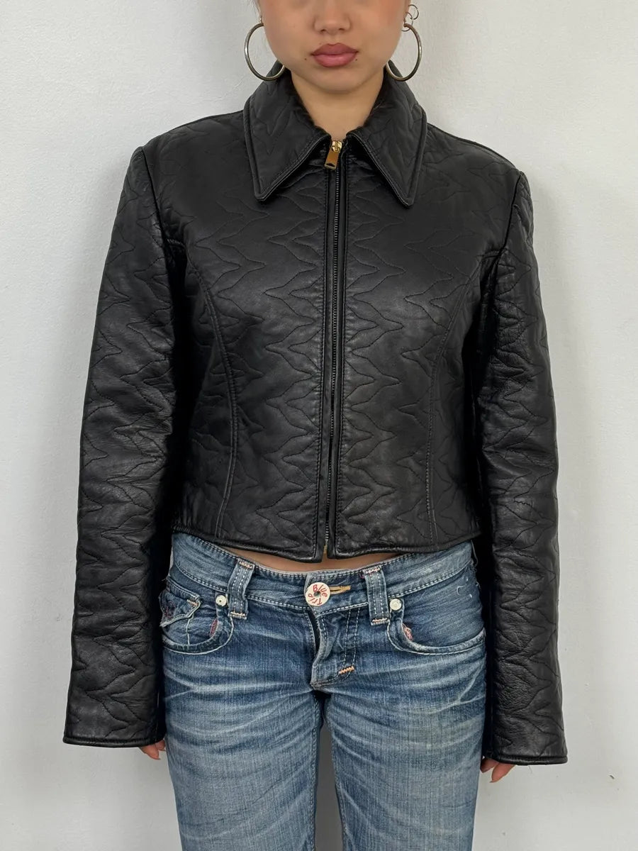 2000s Dolce & Gabbana Black Cropped Premium Biker Leather Jacket VmBVRXI 1
