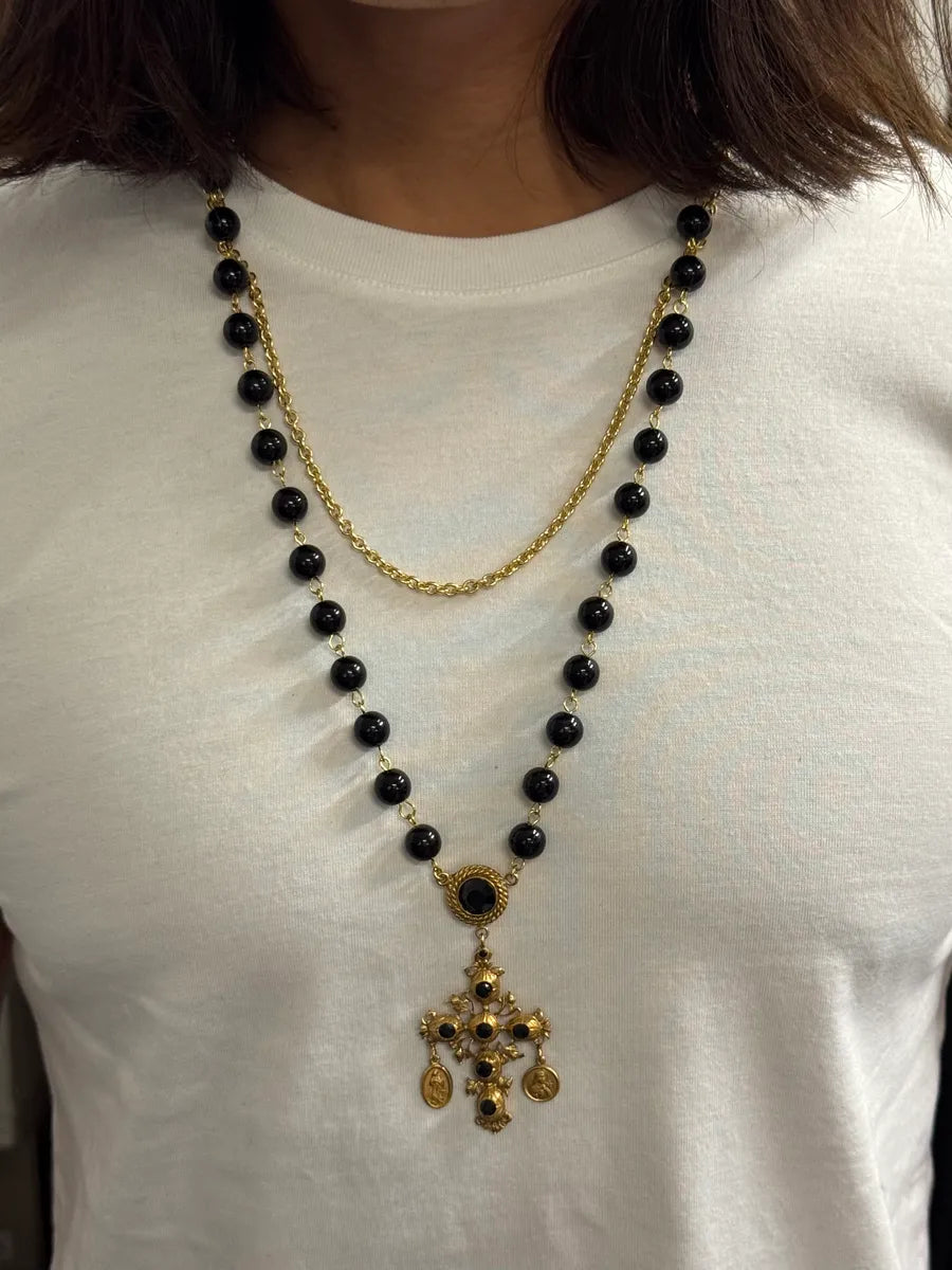 2000s Dolce & Gabbana Black Cross Golden Pendant vuBTNCz 1