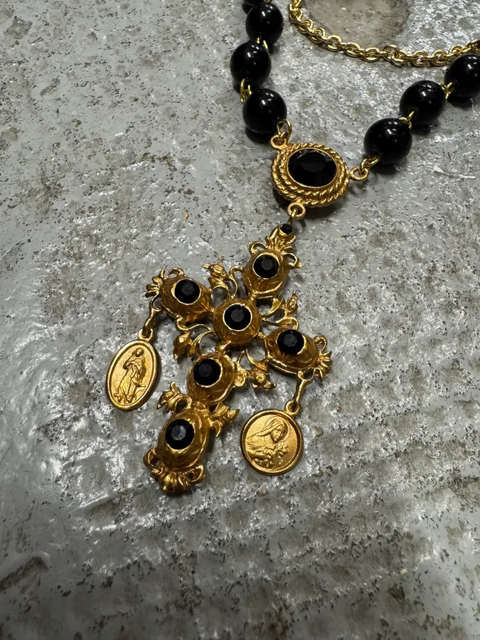 2000s Dolce & Gabbana Black Cross Golden Pendant vuBTNCz 2