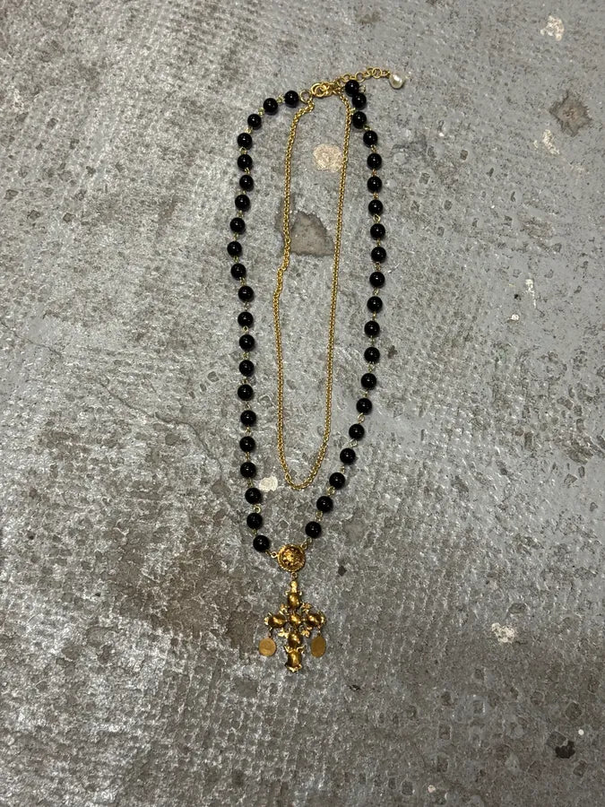 2000s Dolce & Gabbana Black Cross Golden Pendant vuBTNCz 6