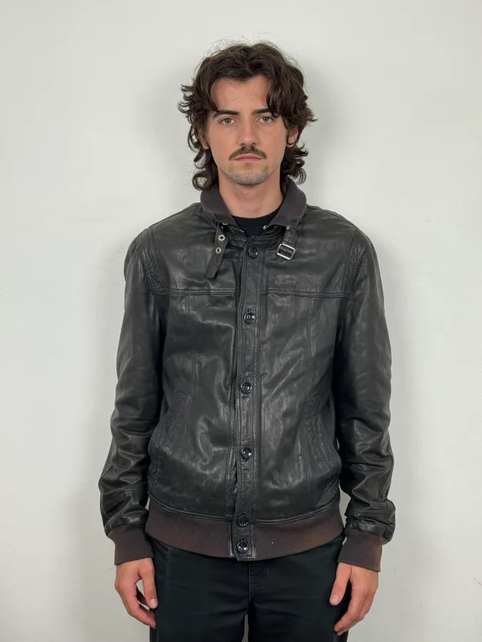2000s Dolce & Gabbana Black Detachable Collar Leather Jacket hAdXqEd 0