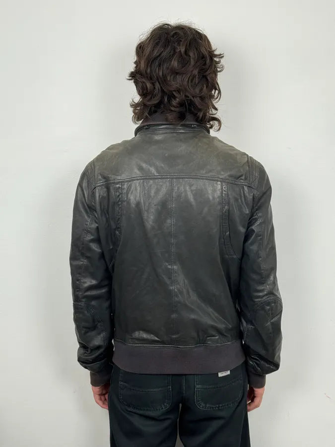 2000s Dolce & Gabbana Black Detachable Collar Leather Jacket hAdXqEd 1