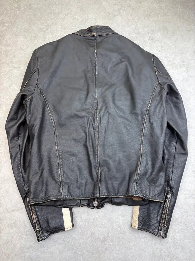AW2003 Dolce & Gabbana Black Biker Leather Jacket TZSaIVc 5