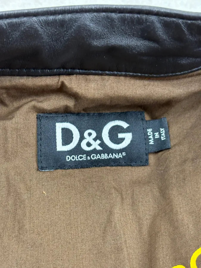 AW2003 Dolce & Gabbana Black Biker Leather Jacket TZSaIVc 9