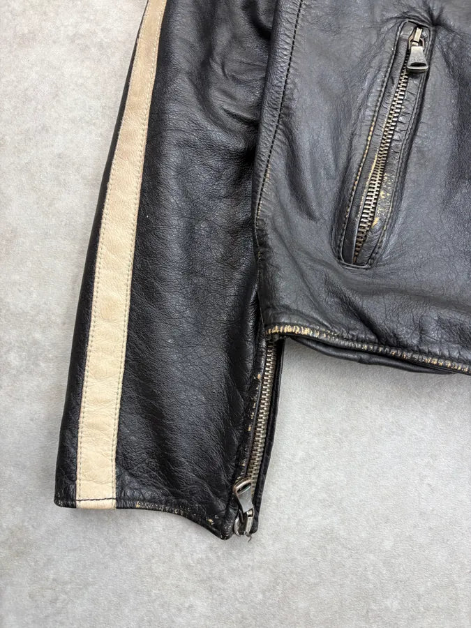 AW2003 Dolce & Gabbana Black Biker Leather Jacket TZSaIVc 8